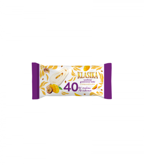 Klasika grietininiai ledai su pasiflorų-mangų įdaru 100ml