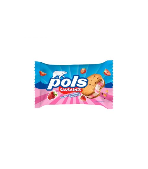 POLS Braškių ir vanilės skonio plombyras tarp sausainių, 140ml